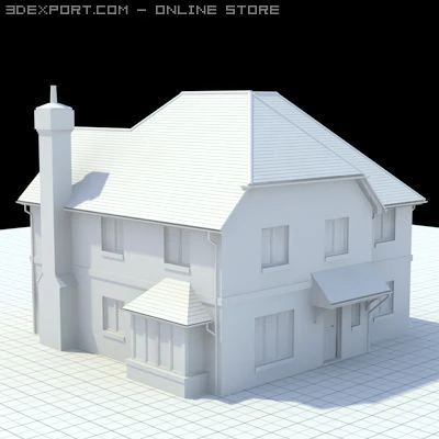 highly detailed english house 4 3D Model .c4d .max .obj .3ds .fbx .stl .blend 