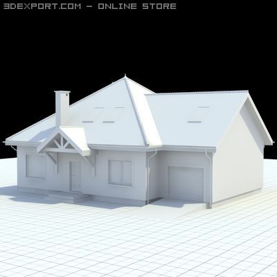 single family house Modello 3D .c4d .max .obj .3ds .fbx .stl .blend 