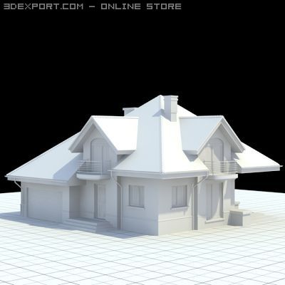 highly detailed singlefamily house 4 Model 3D .c4d .max .obj .3ds .fbx .stl .blend 
