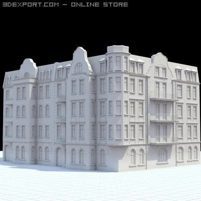 highly detailed historical tenement house 3D Model .c4d .max .obj .3ds .fbx .stl .blend 