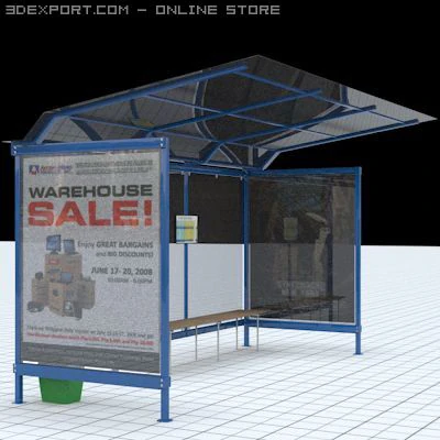 busstop 2 3D Model .c4d .max .obj .3ds .fbx .stl .blend 
