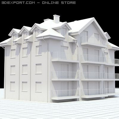 apartment building 3 Modelo 3D .c4d .max .obj .3ds .fbx .stl .blend 