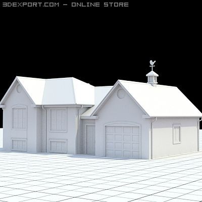 colonial style house 1 3D Модель .c4d .max .obj .3ds .fbx .stl .blend 