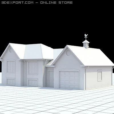 colonial style house 1 3D Model .c4d .max .obj .3ds .fbx .stl .blend