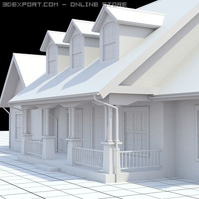 cottage style house 1 3D Модель .c4d .max .obj .3ds .fbx .stl .blend 