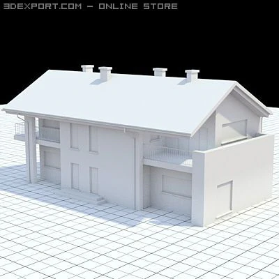 highly detailed singlefamily house 14 3D Model .c4d .max .obj .3ds .fbx .stl .blend 