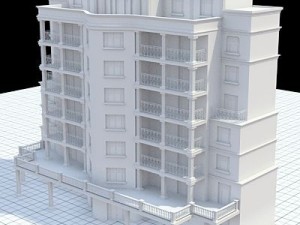 modern highly detailed tenement house Model 3D