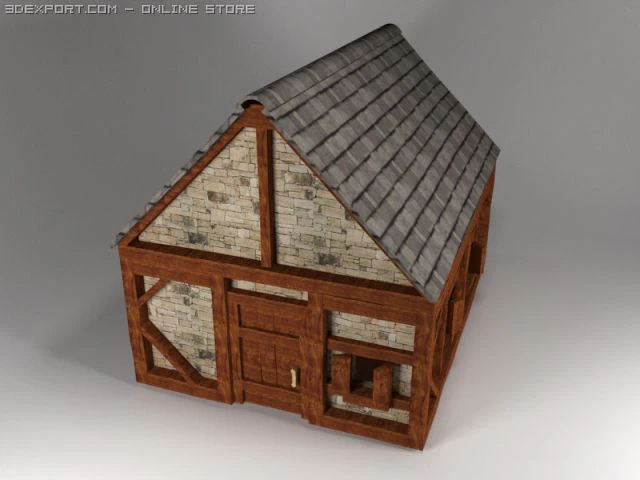 medieval peasant cottage 3D Model .c4d .max .obj .3ds .fbx .stl .blend 