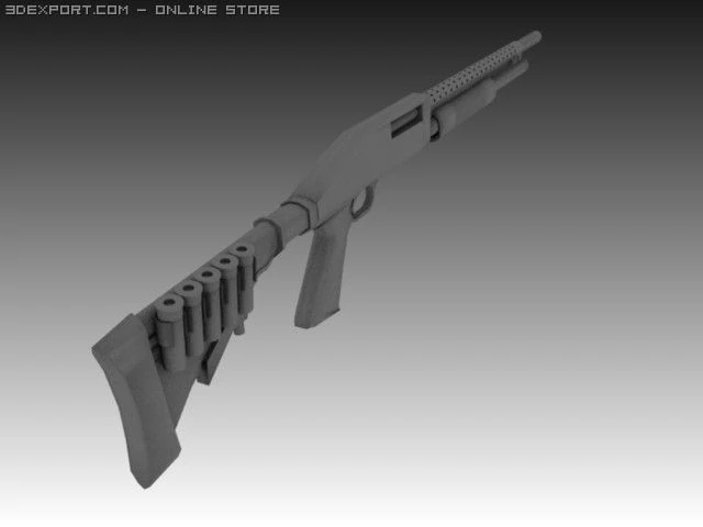 tactical 12 gauge shotgun 3D Model .c4d .max .obj .3ds .fbx .stl .blend 