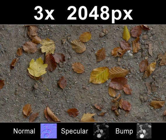 3x leaves on ground 1 Texturas CG .c4d .max .obj .3ds .fbx .stl .blend 