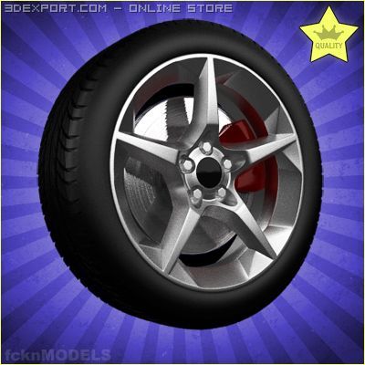 car wheel 001 3D Model .c4d .max .obj .3ds .fbx .stl .blend 
