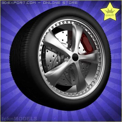 car wheel 016 3D Model .c4d .max .obj .3ds .fbx .stl .blend 