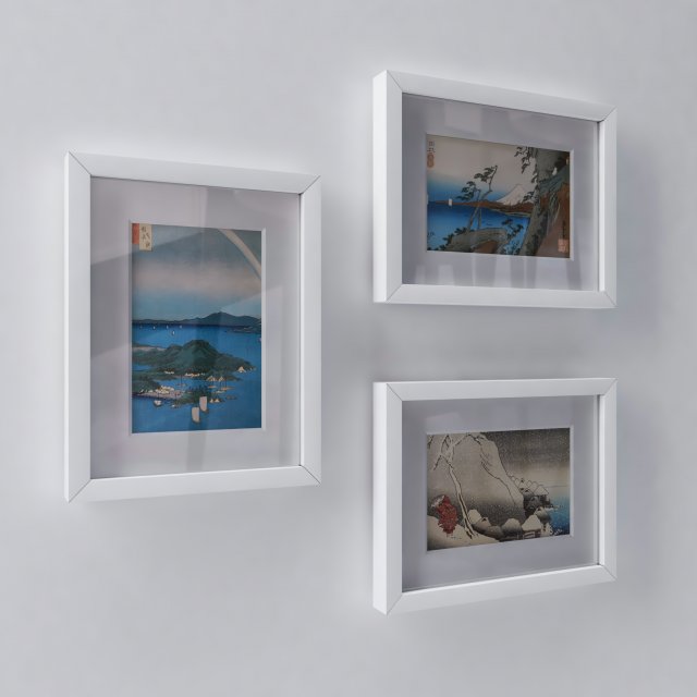 classic japanese framed pictures Modello 3D .c4d .max .obj .3ds .fbx .stl .blend 