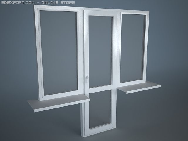 balcony window block 3D Model .c4d .max .obj .3ds .fbx .stl .blend 