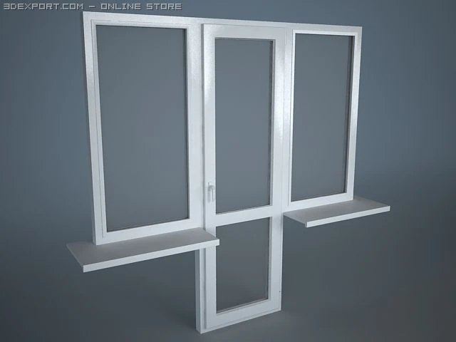 balcony window block 3D Model .c4d .max .obj .3ds .fbx .stl .blend 