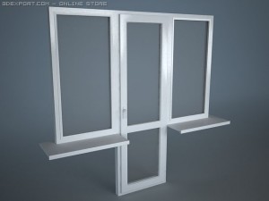 balcony window block 3D 模型