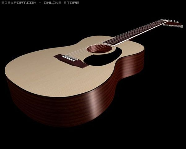 acoustic guitar 3D Model .c4d .max .obj .3ds .fbx .stl .blend 