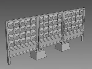lowpoly concrete fence 3D Model