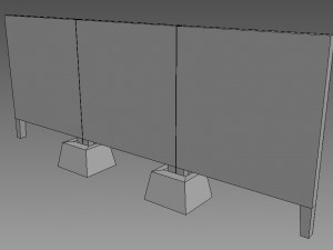 lowpoly concrete fence 3D Model