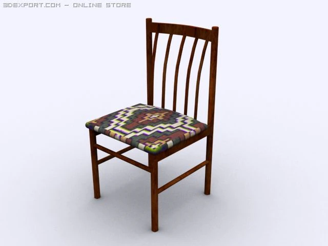 Wood chair 3D Model .c4d .max .obj .3ds .fbx .stl .blend