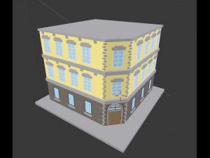 low-poly building 3-floor 3D Модель