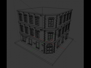 low-poly building 3-floor 3D Модель