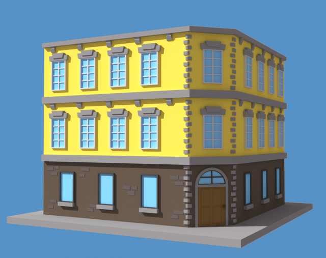low-poly building 3-floor 3D Модель .c4d .max .obj .3ds .fbx .stl .blend 