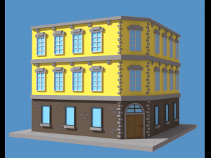 low-poly building 3-floor 3D 模型