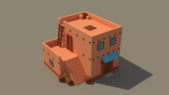 3D Low-Poly Building 3D Model .c4d .max .obj .3ds .fbx .stl .blend 