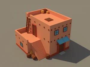 Edificio 3D a basso numero di poligoni Modello 3D