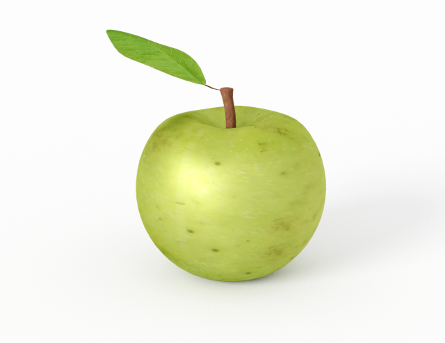 Green apple 3d middle poly model 3D Model .c4d .max .obj .3ds .fbx .stl .blend 