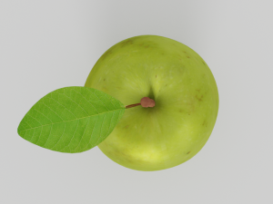 Green apple 3d middle poly model 3D Model