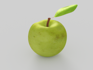 Green apple 3d middle poly model 3D Model