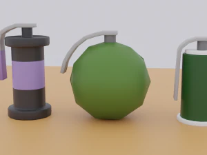 Три низькополігональні гранати 3D Модель