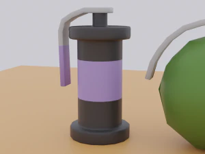 Three Low-Poly Grenades 3D Model