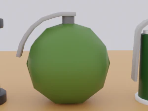 Three Low-Poly Grenades 3D Model