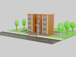 Four-story residential building 3D 模型