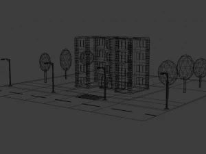 Four-story residential building 3D Model