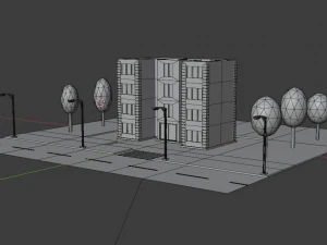 Four-story residential building 3D Model