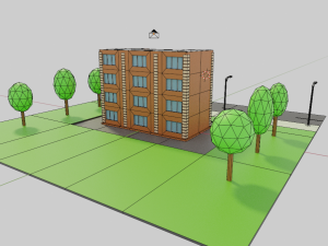 Four-story residential building 3D 模型