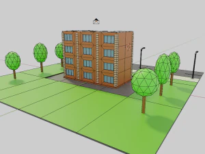 Four-story residential building 3D Model