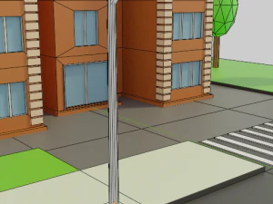 Four-story residential building 3D Model