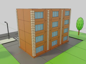 Four-story residential building 3D Model