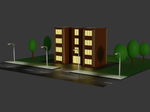 Four-story residential building 3D 模型