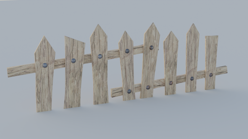 Low-poly wood fence 3D 모델 .c4d .max .obj .3ds .fbx .stl .blend 