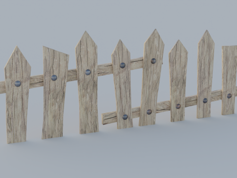 Low-poly wood fence 3D-Modell