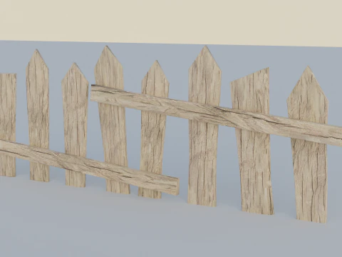 Recinzione in legno a basso numero di poligoni Modello 3D