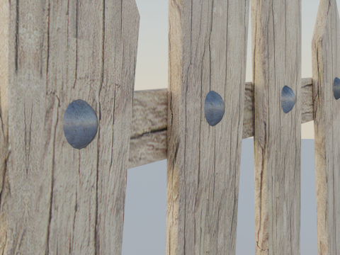 Low-poly wood fence 3D 모델