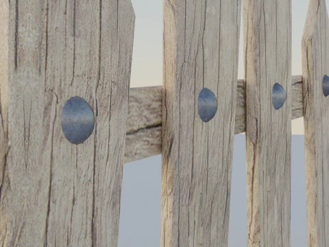 Recinzione in legno a basso numero di poligoni Modello 3D