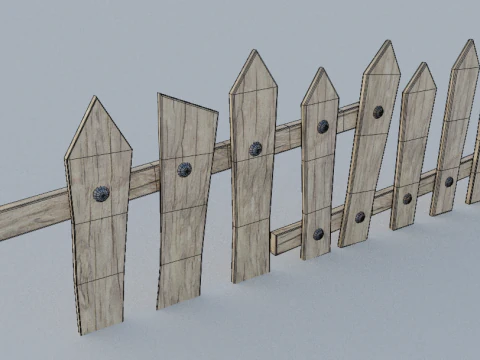 Recinzione in legno a basso numero di poligoni Modello 3D